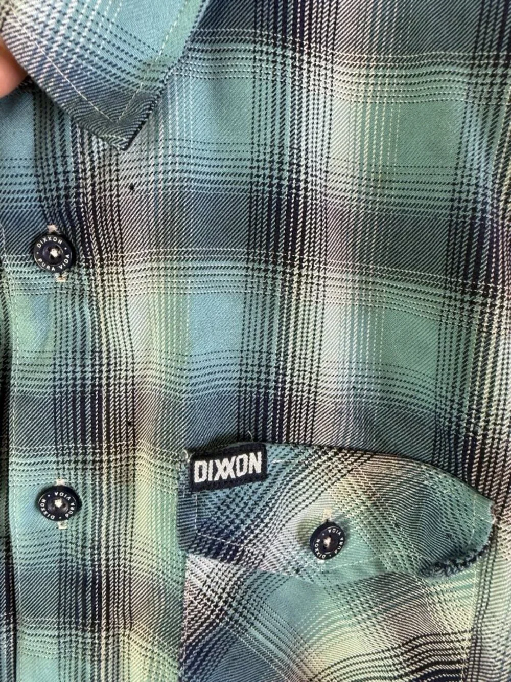 DIXXON Blue Marlin Plaid Flannel Pocket Button Shirt - Picture 6 of 11